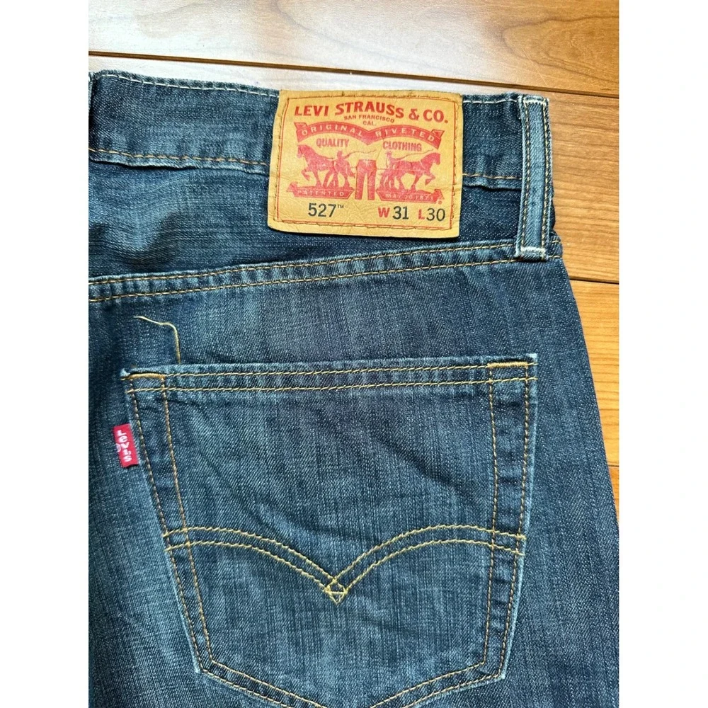 Levis 527 Slim Bootcut‎ Jeans Mens 31x30 Blue Denim Pants Medium Dark Wash
